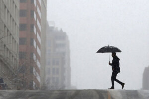 Wintery Mix Of Snow, Ice, And Rain Falls In Washington D.C. Area