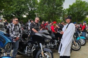 "Rolling to Remember" riders participate in "Blessing of the Bikes" ceremony