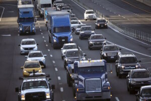 Vehicles travel on Interstate