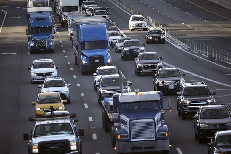 Vehicles travel on Interstate