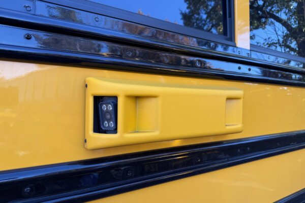 camera built in to side of school bus