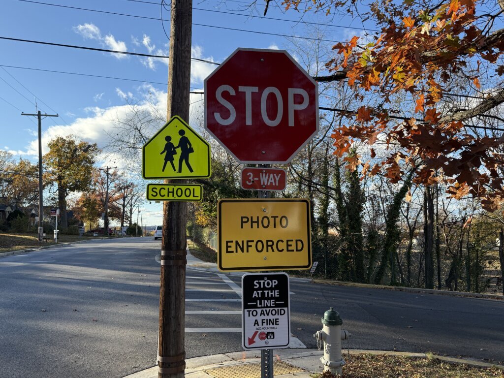 Stop sign near school zone