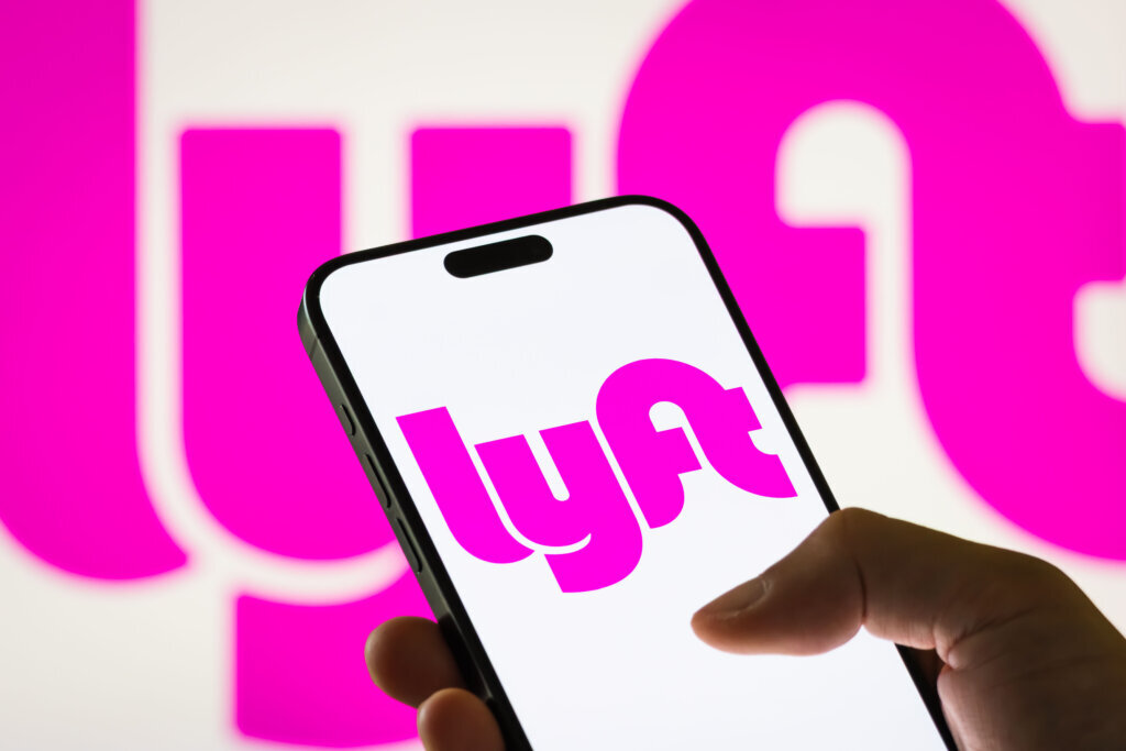 Lyft Inc. logo displayed on smartphone screen