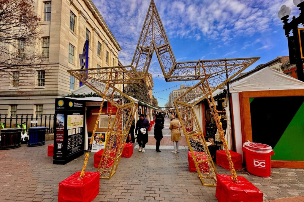 Decorative holiday star at a D.C. holiday market