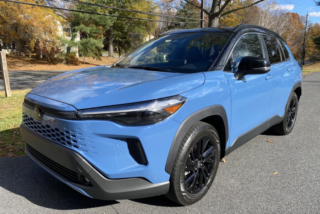 The 2026 Toyota Corolla Cross Hybrid XSE is a stylish and feature-packed car that is unfortunately constrained by the laws of physics. (WTOP/John Aaron)