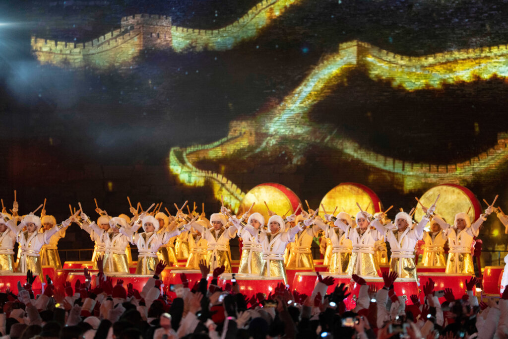 Drummers ring in the new year at the Juyongguan Great Wall on the outskirts of Beijing, China, Thursday, Jan. 1, 2026. (AP Photo/Ng Han Guan)