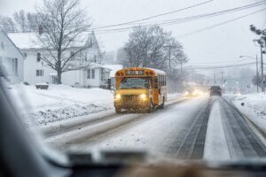 Winter Snow Blizzard School Bus