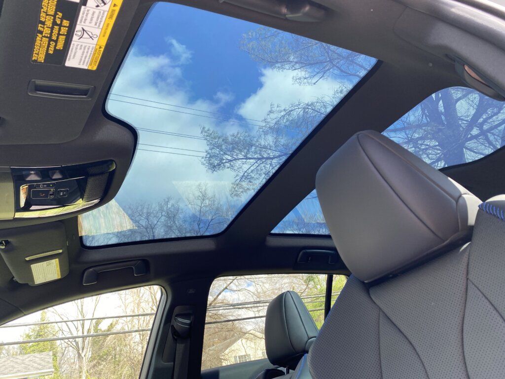 This has what's called a Dynamic Sky Panorama Glass Roof, which turns from opaque to clear with the press of a button.