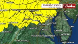 Emiten vigilancia de tornado para condados al norte y oeste de DC