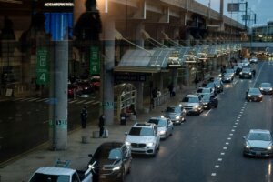 Travelers At Reagan Airport As Transportation Secretary Warns Of Busy Holiday Air Travel