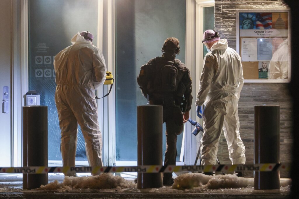 TOPSHOT NORWAY EXPLOSION EMBASSY