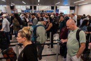 Long lines form outside Atlanta International Airport