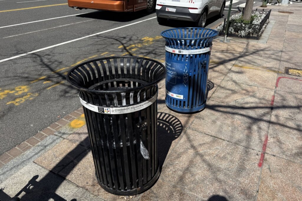 Trash cans on dc sidewalk