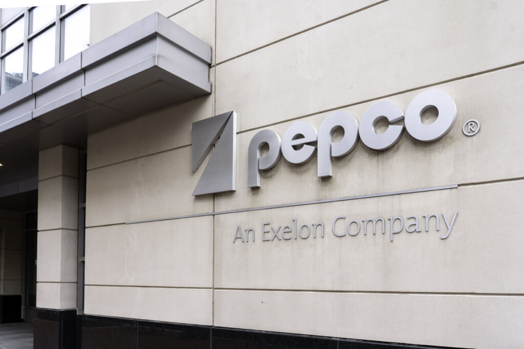 Pepco office entrance in Washington, DC.