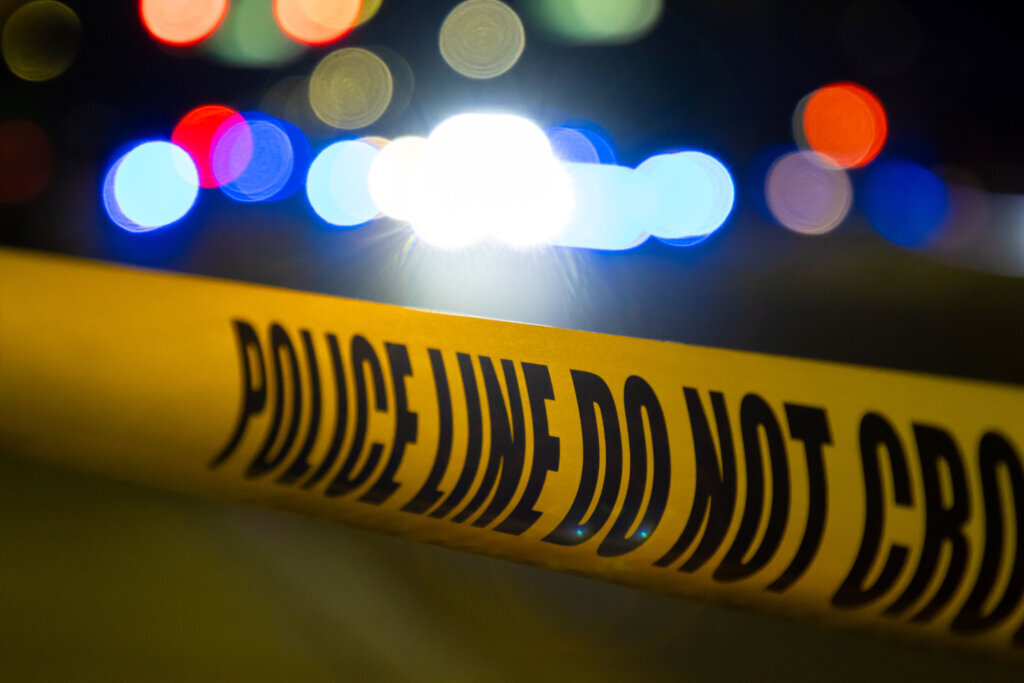 Police lights crime scene