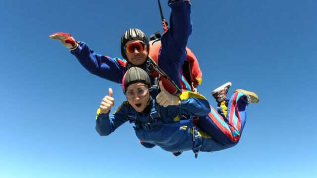 person skydiving