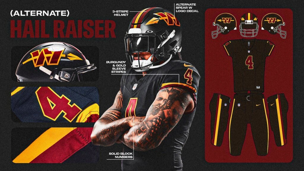 The Washington Commanders unveiled their streamlined alternate black "Hail Raiser" uniforms on Wednesday, April 15.