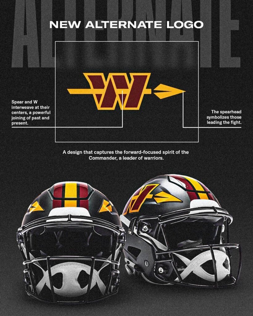 The Commanders unveiled their alternate logo, as seen on the new black helmet to replace the jersey number.