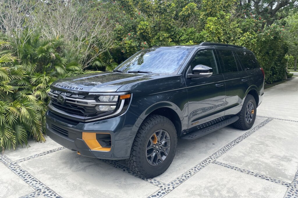 Ford describes this version as “off-road-ready from the factory,” complete with big, all-terrain tires and a taller stance, leading to even more ground clearance than usual. (WTOP/John Aaron)