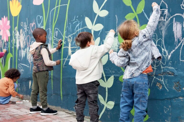Kids play outdoors