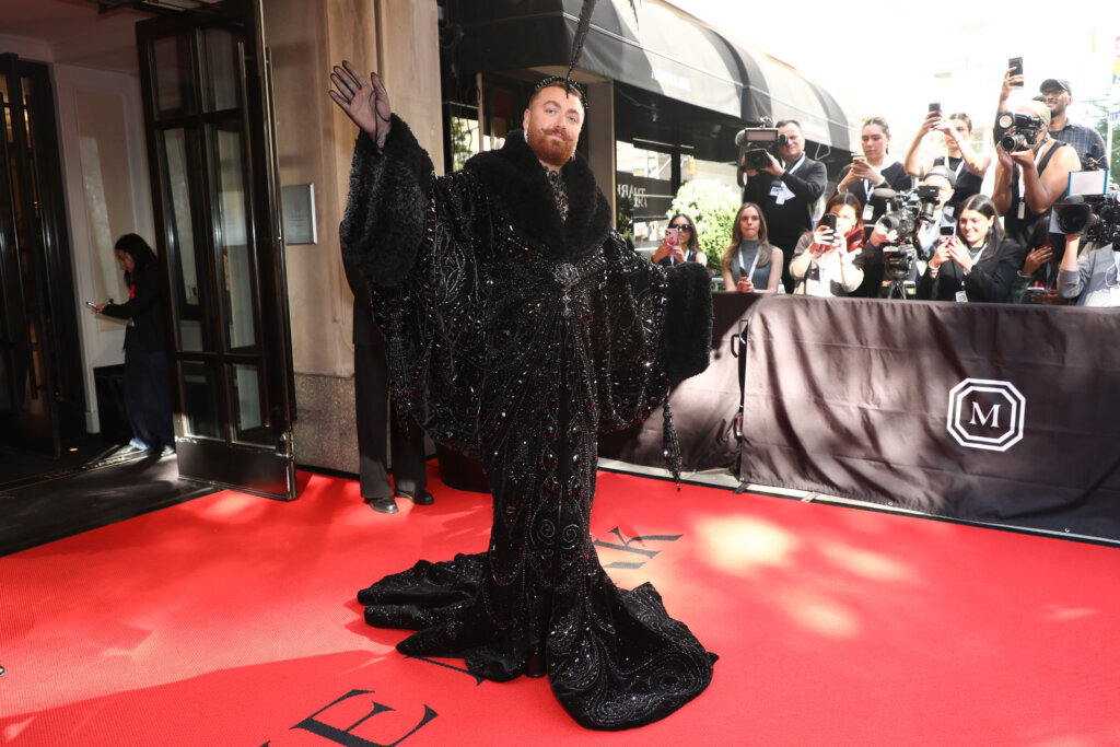 Sam Smith departs The Mark Hotel prior to attending The Metropolitan Museum of Art's Costume Institute benefit gala celebrating the opening of the "Costume Art" exhibition on Monday, May 4, 2026, in New York. (Photo by Andy Kropa/Invision/AP)