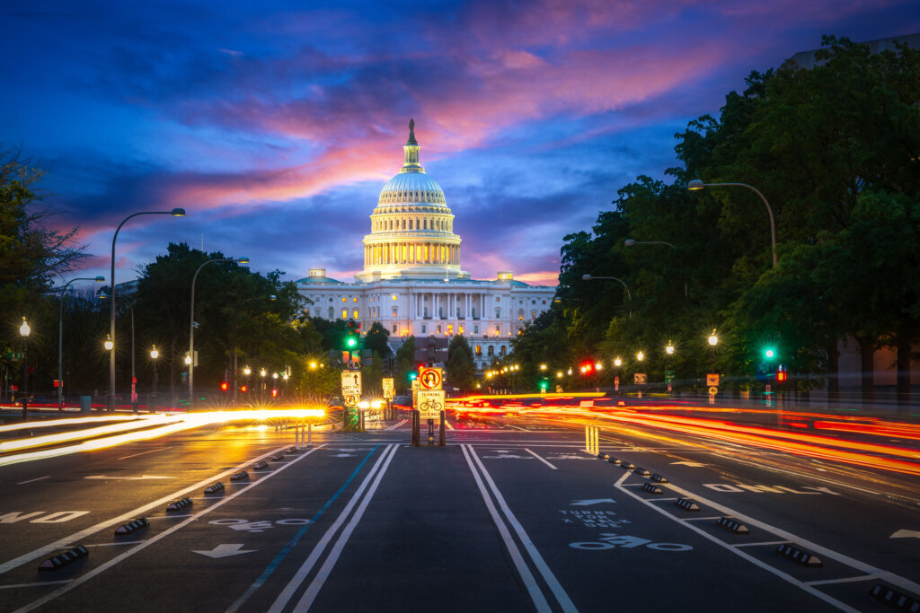 US Capitol at night