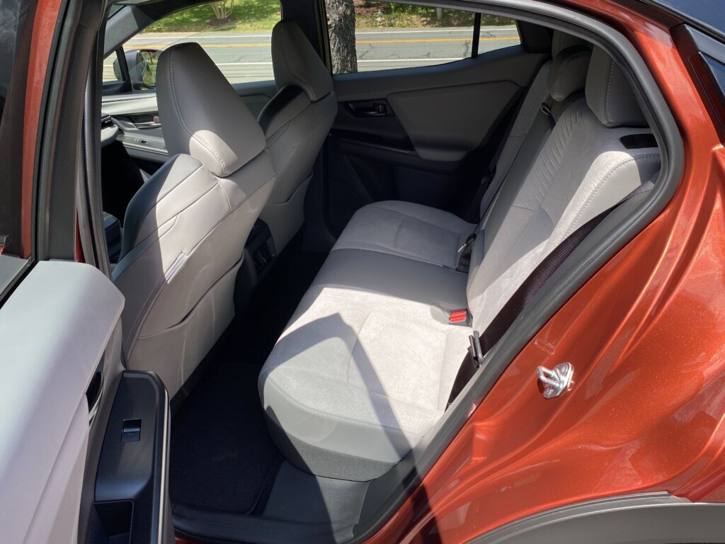 The front seats feel open and airy, while the back seat is noticeably tighter. (WTOP/John Aaron)