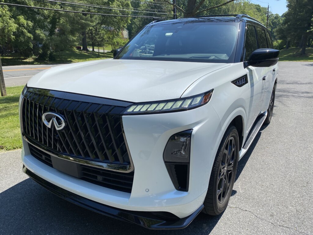 The Infiniti QX80 SPORT is one of those vehicles that takes some getting used to — whether you’re parking it, squeezing through tight lanes or just seeing how much driveway it takes up. (WTOP/John Aaron)
