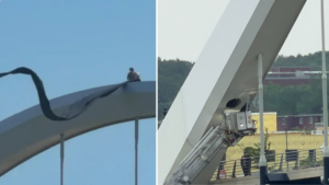 Bridge protester down