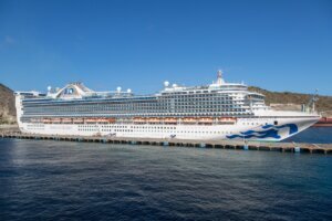 Princess Cruises Caribbean Princess cruise ship at port in Phillipsburg on the island of Sint Maarten in the Caribbean Sea