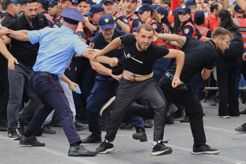APTOPIX Albania Protest Kushner
